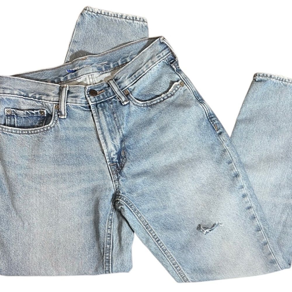 Old Navy straight taper high waist Distressed Blue Jeans size 30x30